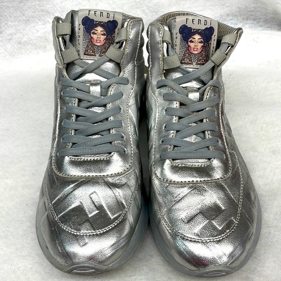 COPY Fendi X Nicki Minaj metallic Nappa high top sneakers sz 39